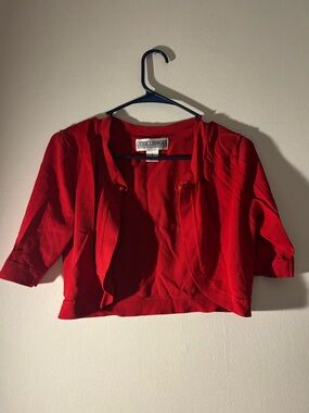 Jessica Howard Red Open-Front Cardigan